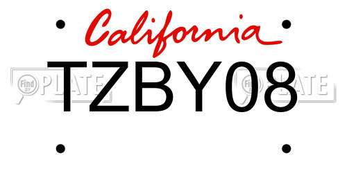 TZBY08 California License Plate
