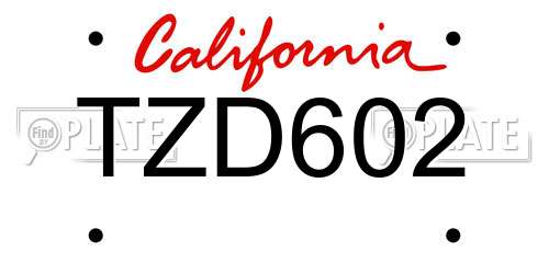TZD602 California License Plate