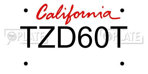 TZD60T California License Plate