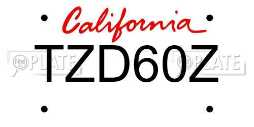 TZD60Z California License Plate