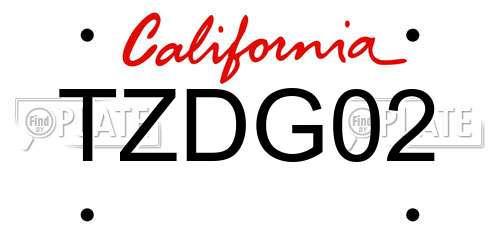 TZDG02 California License Plate