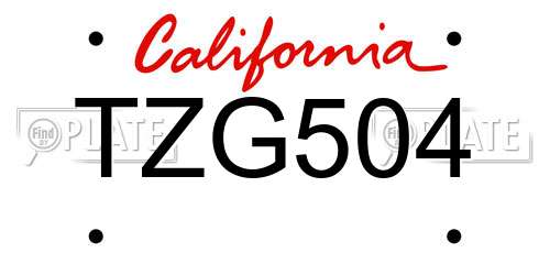 TZG504 California License Plate