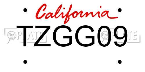 TZGG09 California License Plate
