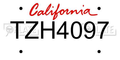 TZH4097 California License Plate