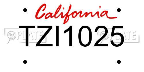 TZI1025 California License Plate