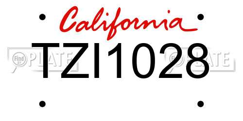 TZI1028 California License Plate