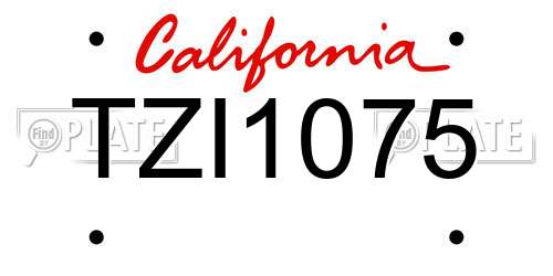 TZI1075 California License Plate