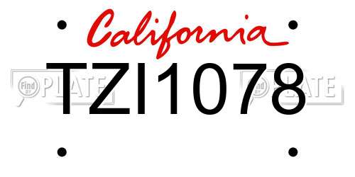 TZI1078 California License Plate
