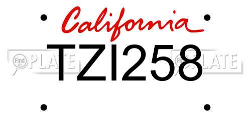 TZI258 California License Plate