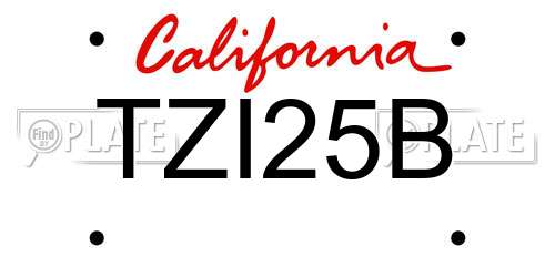 TZI25B California License Plate
