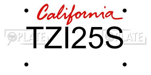 TZI25S California License Plate