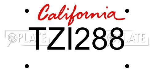 TZI288 California License Plate