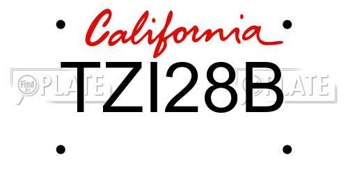 TZI28B California License Plate