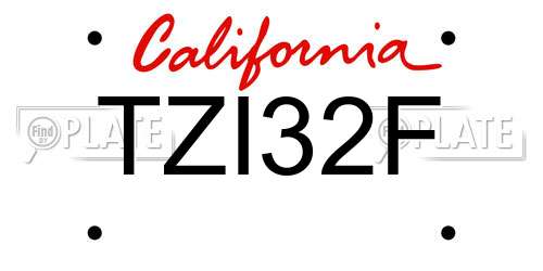 TZI32F California License Plate