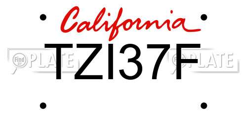TZI37F California License Plate