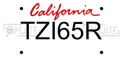 TZI65R California License Plate