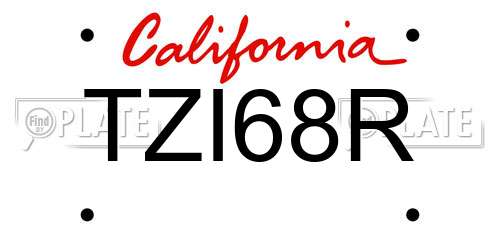 TZI68R California License Plate