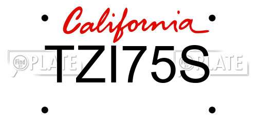 TZI75S California License Plate