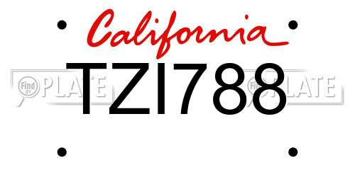 TZI788 California License Plate