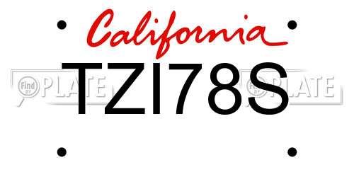 TZI78S California License Plate