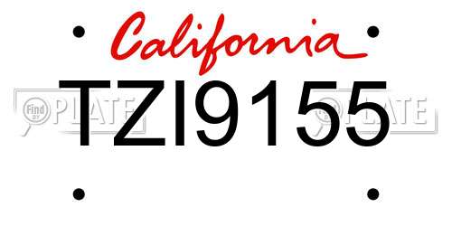 TZI9155 California License Plate