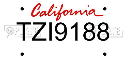 TZI9188 California License Plate