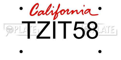 TZIT58 California License Plate