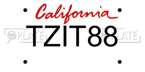 TZIT88 California License Plate