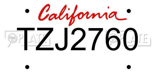 TZJ2760 California License Plate