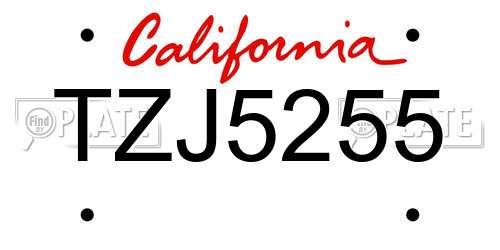 TZJ5255 California License Plate