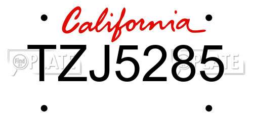TZJ5285 California License Plate