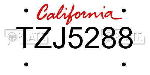 TZJ5288 California License Plate