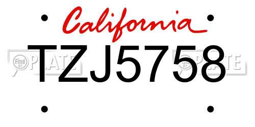 TZJ5758 California License Plate