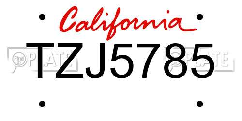 TZJ5785 California License Plate