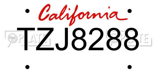 TZJ8288 California License Plate
