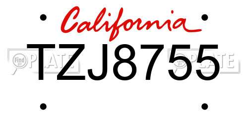 TZJ8755 California License Plate