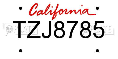 TZJ8785 California License Plate
