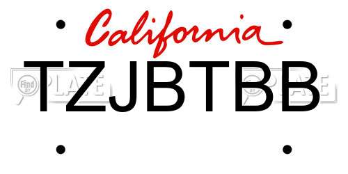 TZJBTBB California License Plate