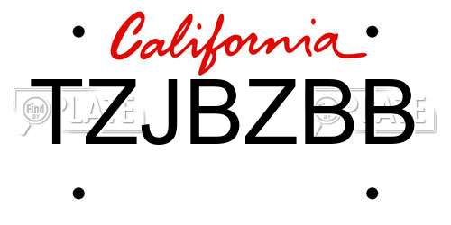 TZJBZBB California License Plate