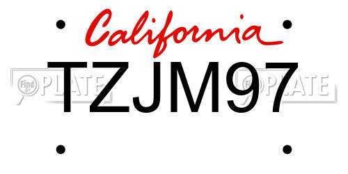 TZJM97 California License Plate