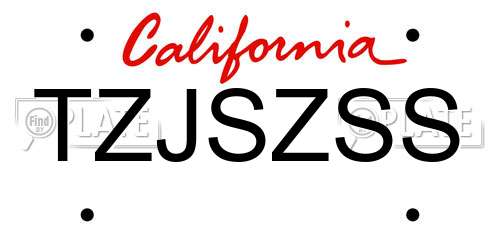 TZJSZSS California License Plate
