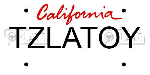 TZLATOY California License Plate