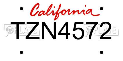 TZN4572 California License Plate