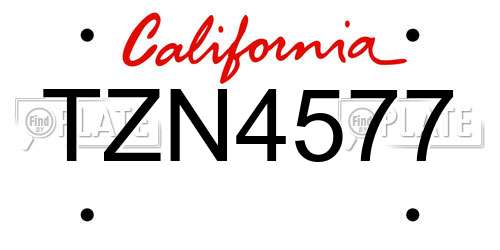 TZN4577 California License Plate