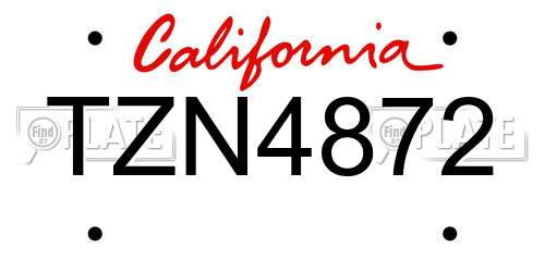 TZN4872 California License Plate