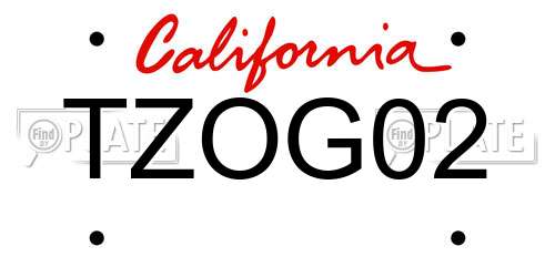 TZOG02 California License Plate
