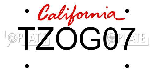 TZOG07 California License Plate