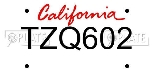 TZQ602 California License Plate