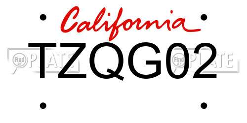 TZQG02 California License Plate