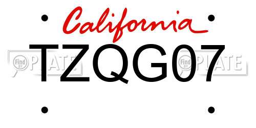 TZQG07 California License Plate